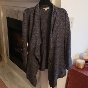 NY&Co. Black/Silver Knit Flyaway Cardigan